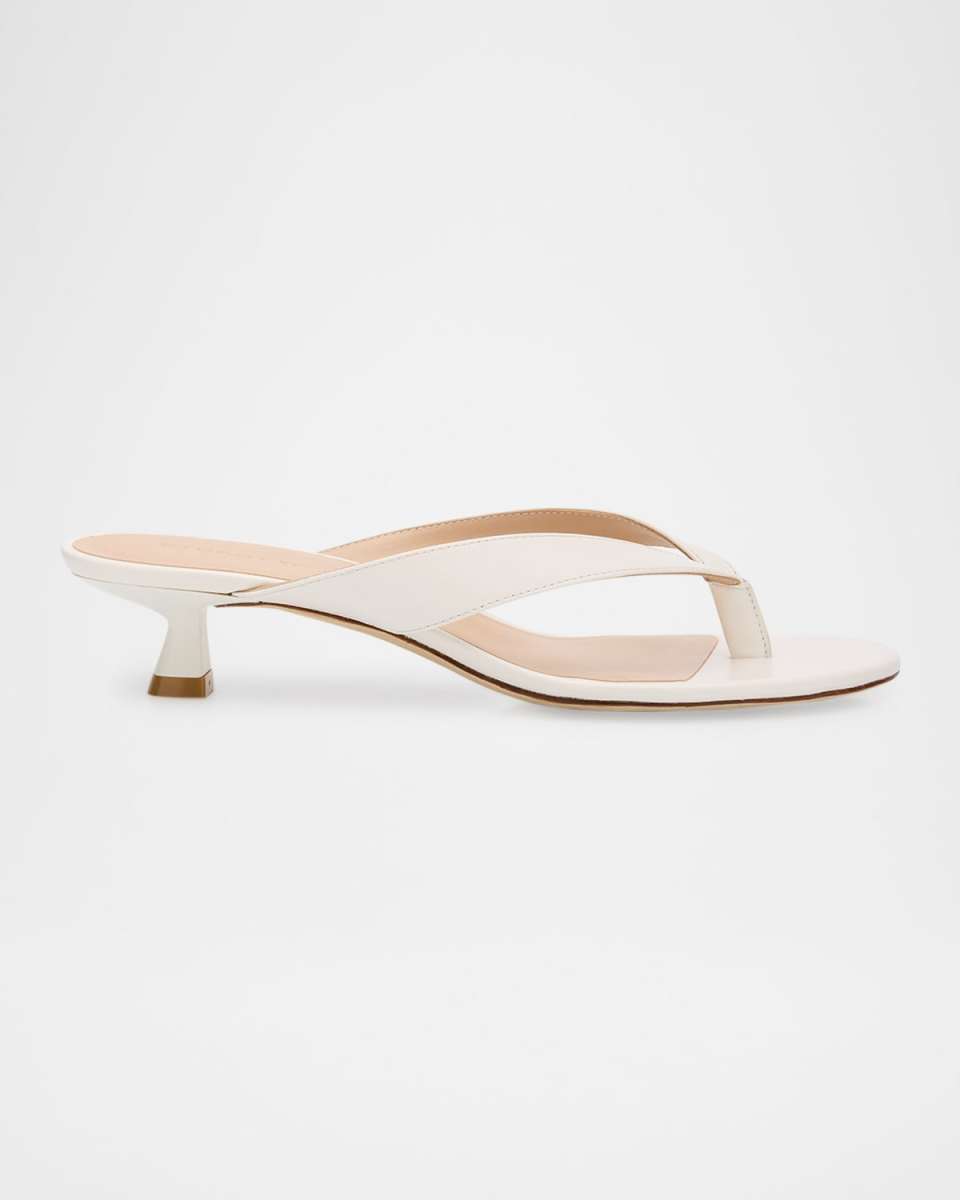 Rio Leather Kitten-Heel Thong Sandals